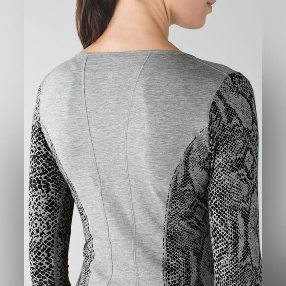 Lululemon Between The Lines Long Sleeve Heathered Grey/Desert Snake Deep Coal 4 - Picture 6 of 12